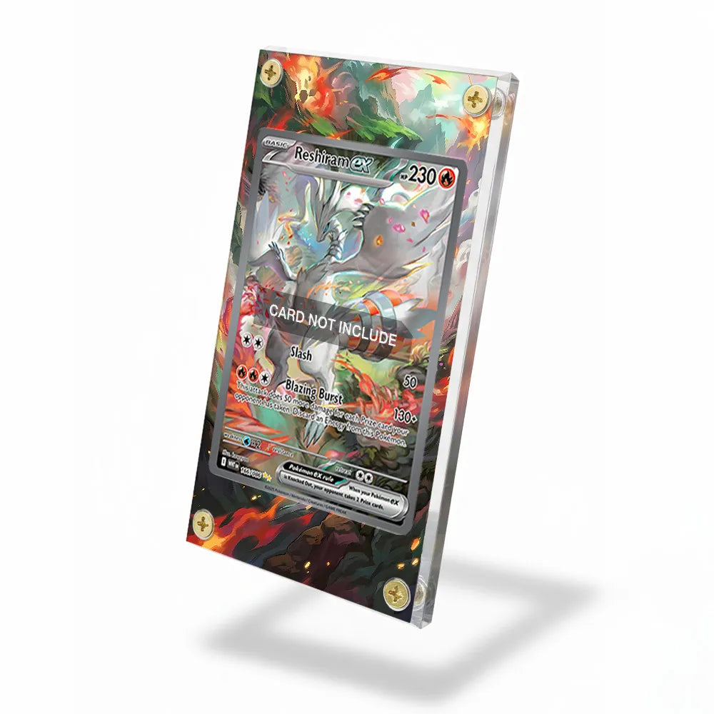 Reshiram ex 166-086 SIR SAR White Flare Extended Art Display Cases - Screws Case - Side View