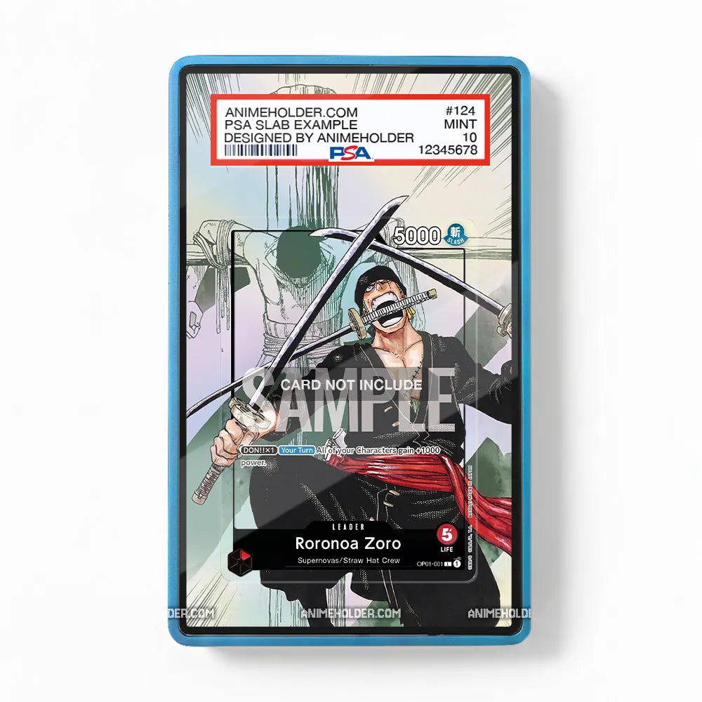 Roronoa Zoro OP01-001 One Piece Starter Deck One Piece Cards Custom Art Display Cases - PSA Slab Case - Front View