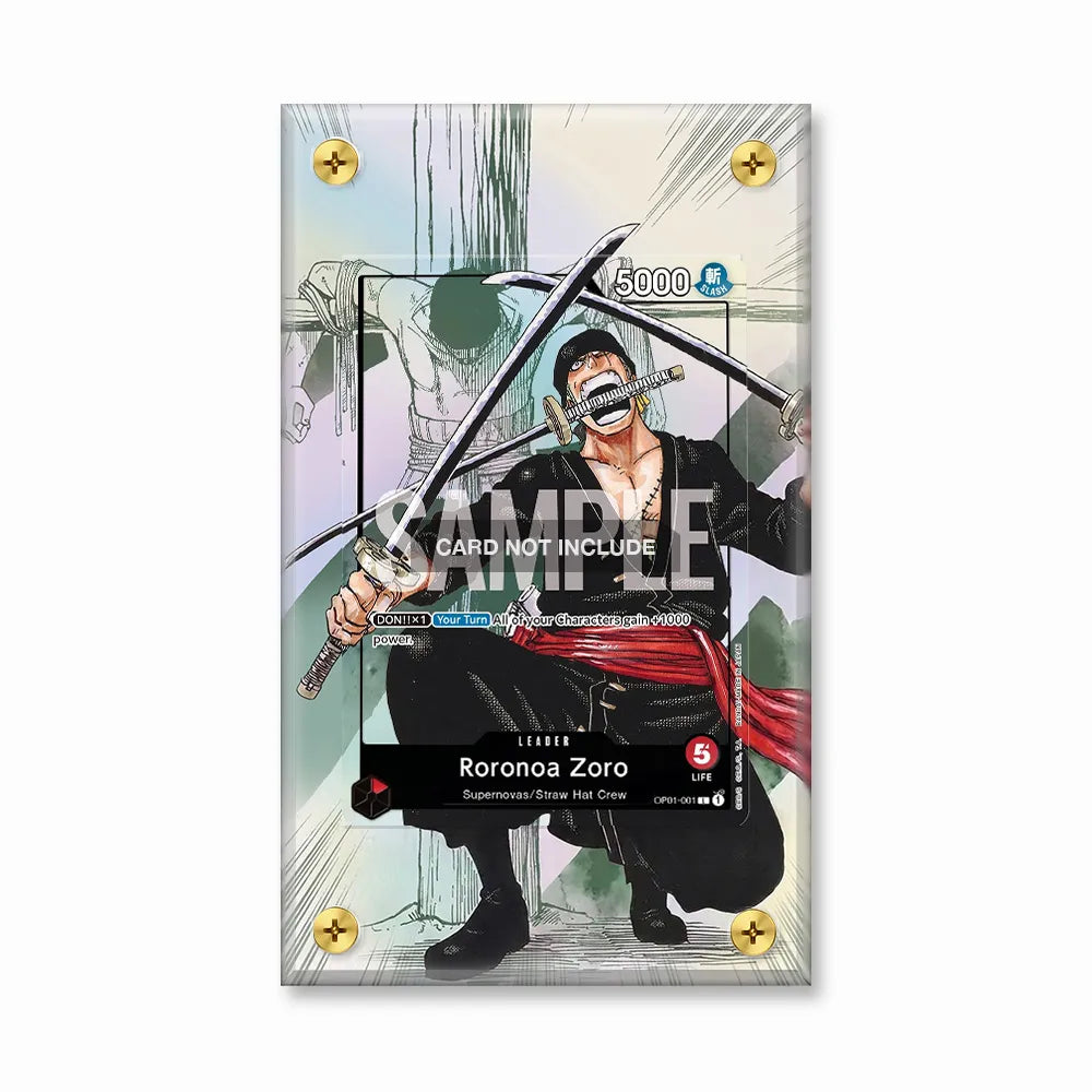 Roronoa Zoro OP01-001 One Piece Starter Deck One Piece Cards Custom Art Display Cases - Screws Case - Front View