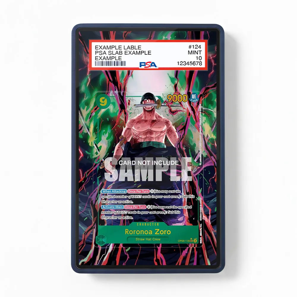 Roronoa Zoro OP06-118 SEC Wings of the Captain Extended Art Display Cases - PSA Slab Case - Front View