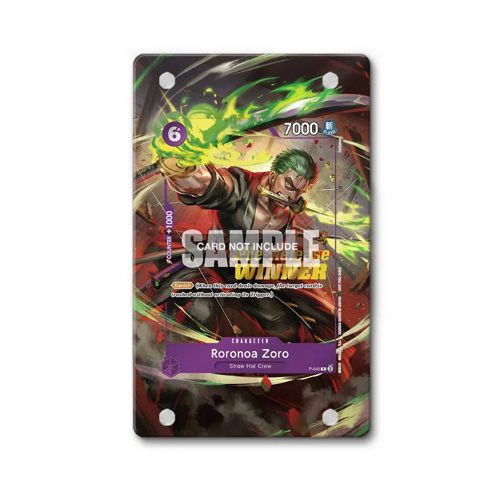 Roronoa Zoro P-045 Pre-Release Winner Promotional One Piece Cards Extended Art Display Cases - PSA Slab Case - Front View