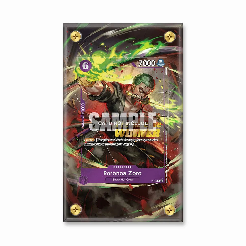 Roronoa Zoro P-045 Pre-Release Winner Promotional One Piece Cards Extended Art Display Cases - Screws Case - Front View