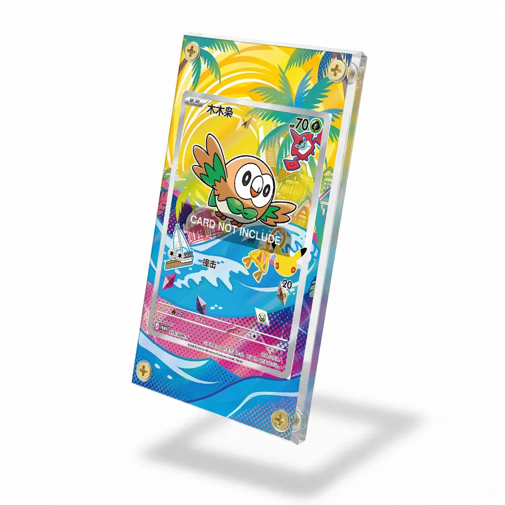 Rowlet 019-30th-P Promo 30th Anniversary Pokemon Cards Custom Art Display Cases - Screws Case - Side View