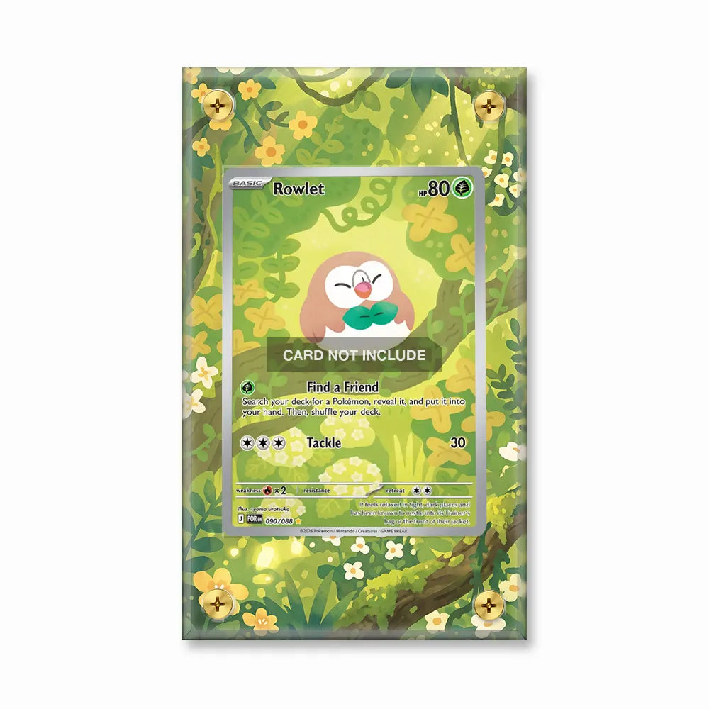 Rowlet 090-088 151 Perfect Order Pokemon Cards Extended Art Display Cases - Screws Case - Front View