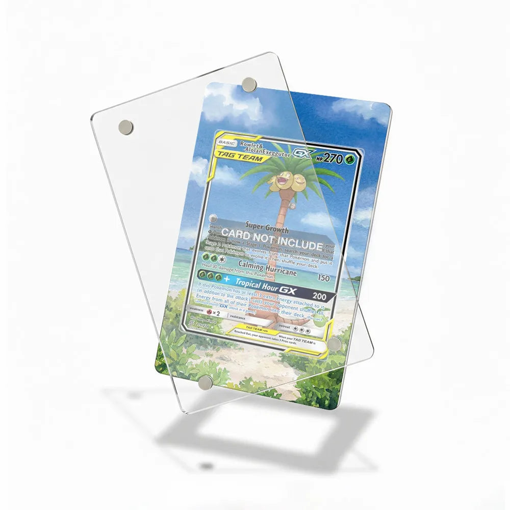 Rowlet & Alolan Exeggutor-GX 215-236 Ultra Rare Unified Minds Extended Art Display Cases - Magnetic Case - Detail View