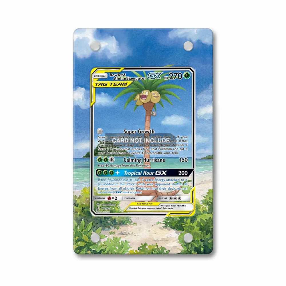 Rowlet & Alolan Exeggutor-GX 215-236 Ultra Rare Unified Minds Extended Art Display Cases - PSA Slab Case - Front View