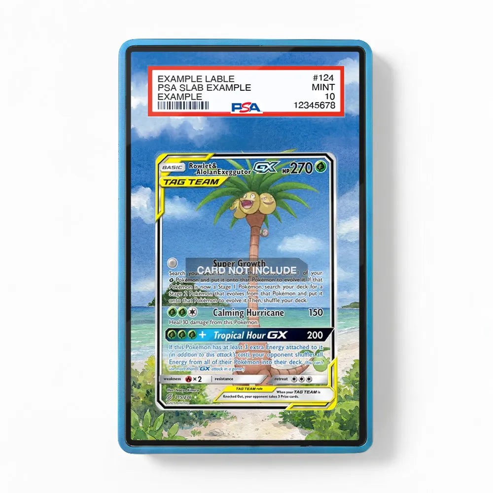 Rowlet & Alolan Exeggutor-GX 215-236 Ultra Rare Unified Minds Extended Art Display Cases - PSA Slab Case - Front View