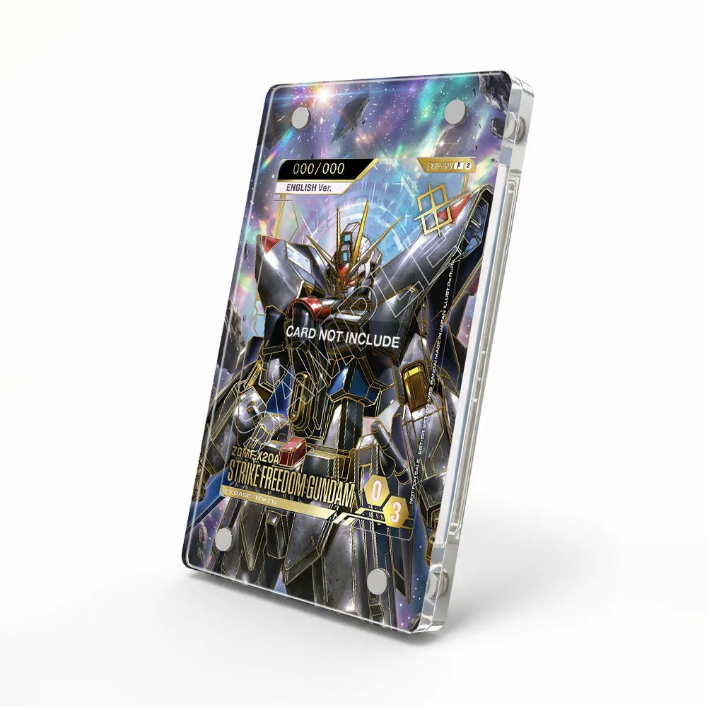 STRIKE FREEDOM GUNDAM EXBP-028 EX Base Gundam Cards Extended Art Display Cases - Magnetic Case - Side View