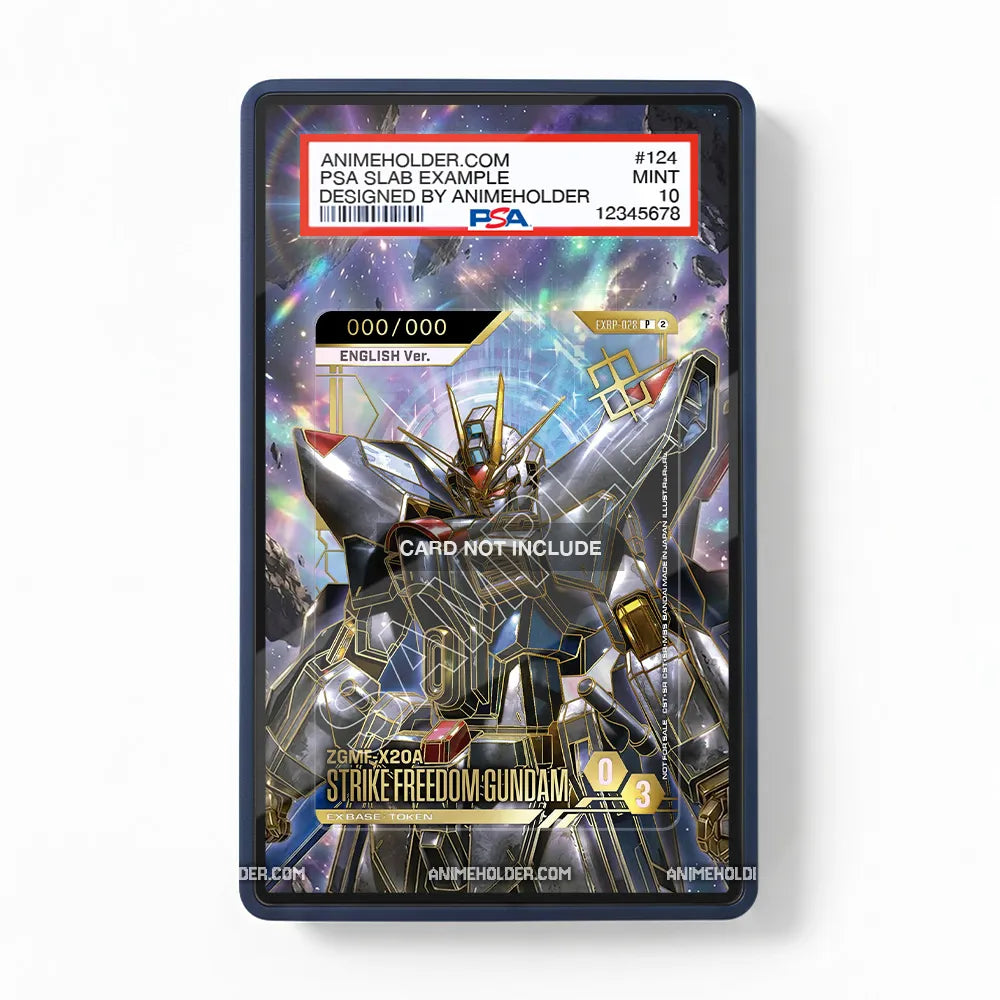 STRIKE FREEDOM GUNDAM EXBP-028 EX Base Gundam Cards Extended Art Display Cases - PSA Slab Case - Front View