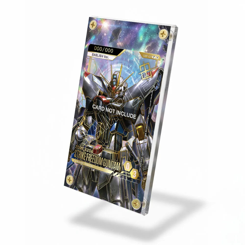 STRIKE FREEDOM GUNDAM EXBP-028 EX Base Gundam Cards Extended Art Display Cases - Screws Case - Side View