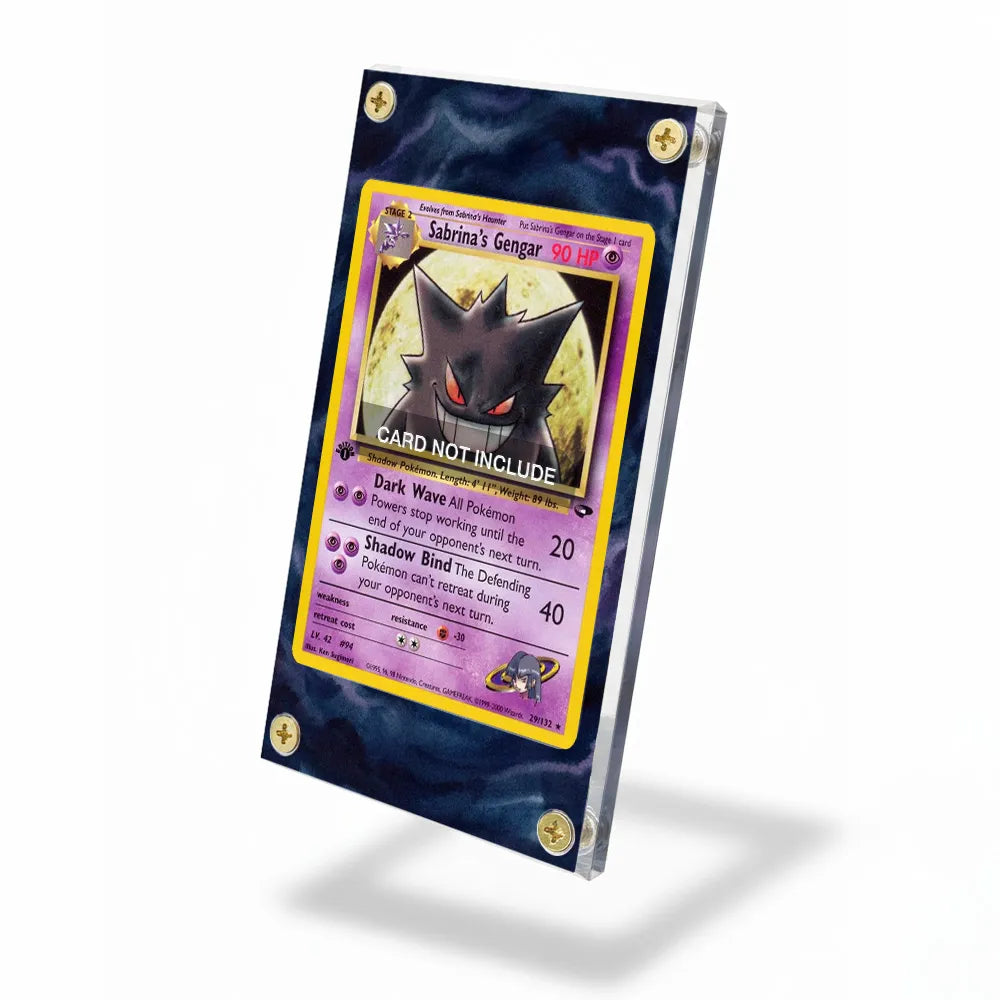 Sabrina's Gengar 29-132 Rare Gym Challenge Pokemon Cards Custom Art Display Cases - Screws Case - Side View