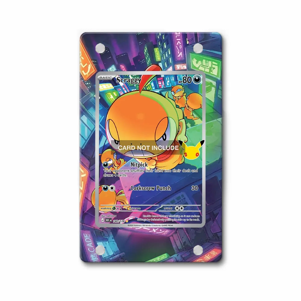 Scraggy 140-128 30th Anniversary Pokemon Cards Custom Art Display Cases - Magnetic Case - Front View