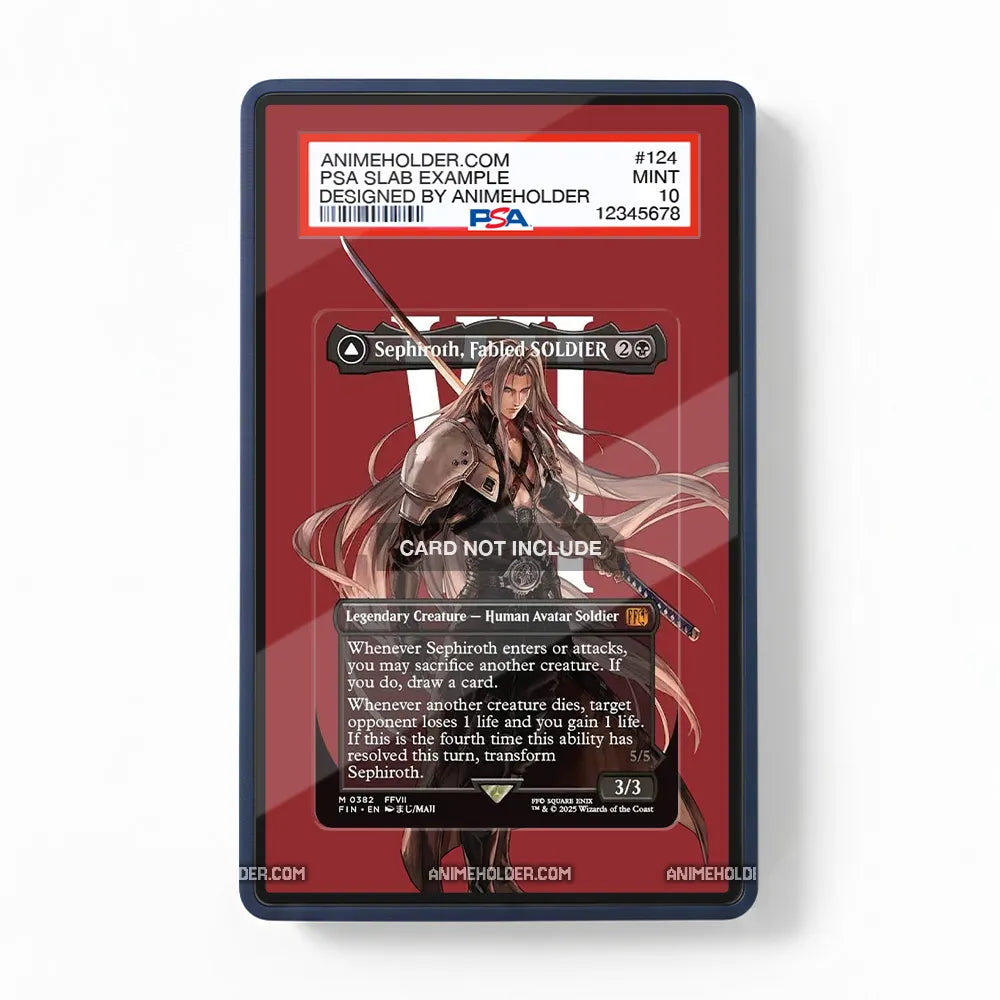 Sephiroth, Fabled SOLDIER 0382 Mythic FINAL FANTASY Pokemon Cards Custom Art Display Cases - PSA Slab Case - Front View