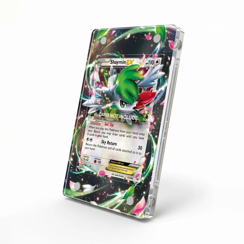 Shaymin EX 77-108 Ultra Rare Roaring Skies Pokemon Cards Custom Art Display Cases - Magnetic Case - Side View