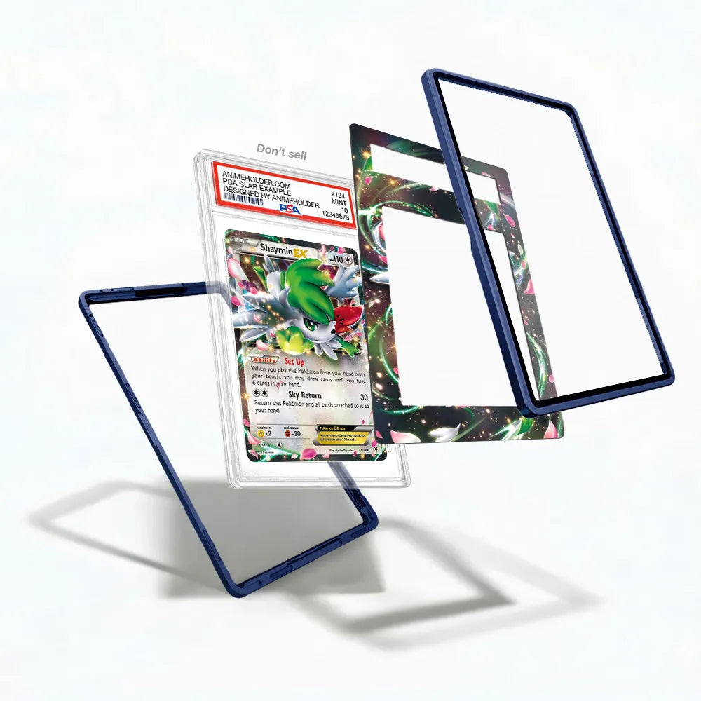 Shaymin EX 77-108 Ultra Rare Roaring Skies Pokemon Cards Custom Art Display Cases - PSA Slab Case - Detail View