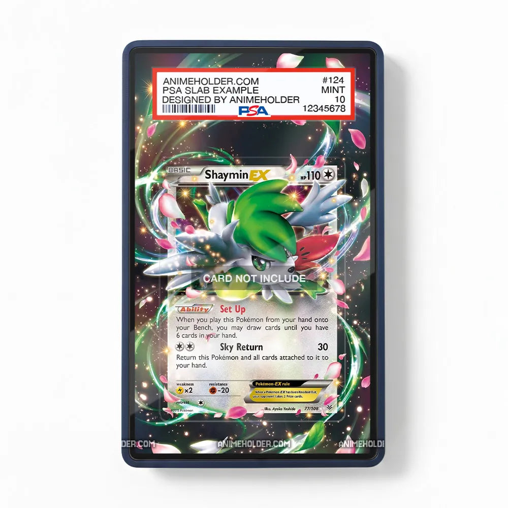 Shaymin EX 77-108 Ultra Rare Roaring Skies Pokemon Cards Custom Art Display Cases - PSA Slab Case - Front View