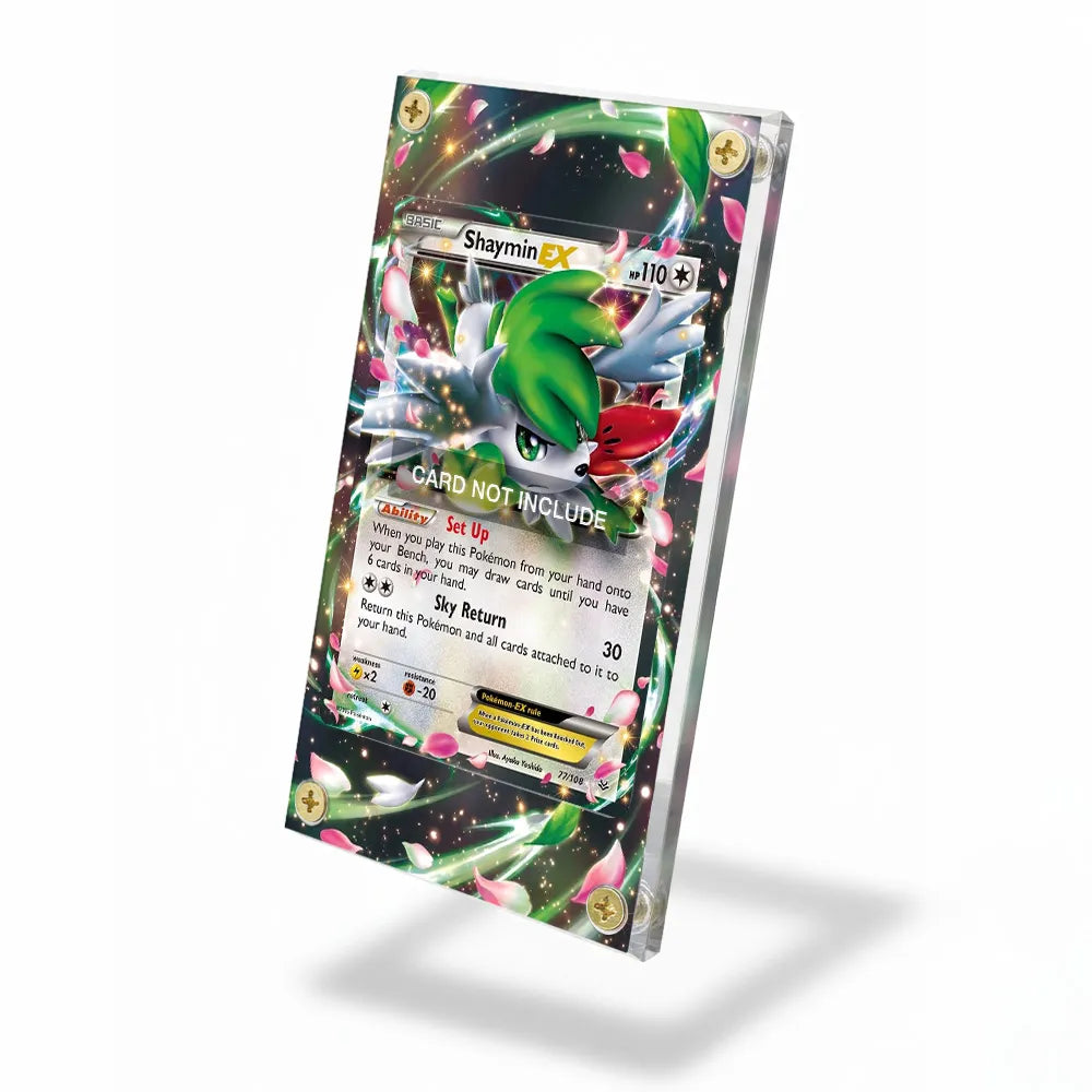 Shaymin EX 77-108 Ultra Rare Roaring Skies Pokemon Cards Custom Art Display Cases - Screws Case - Side View