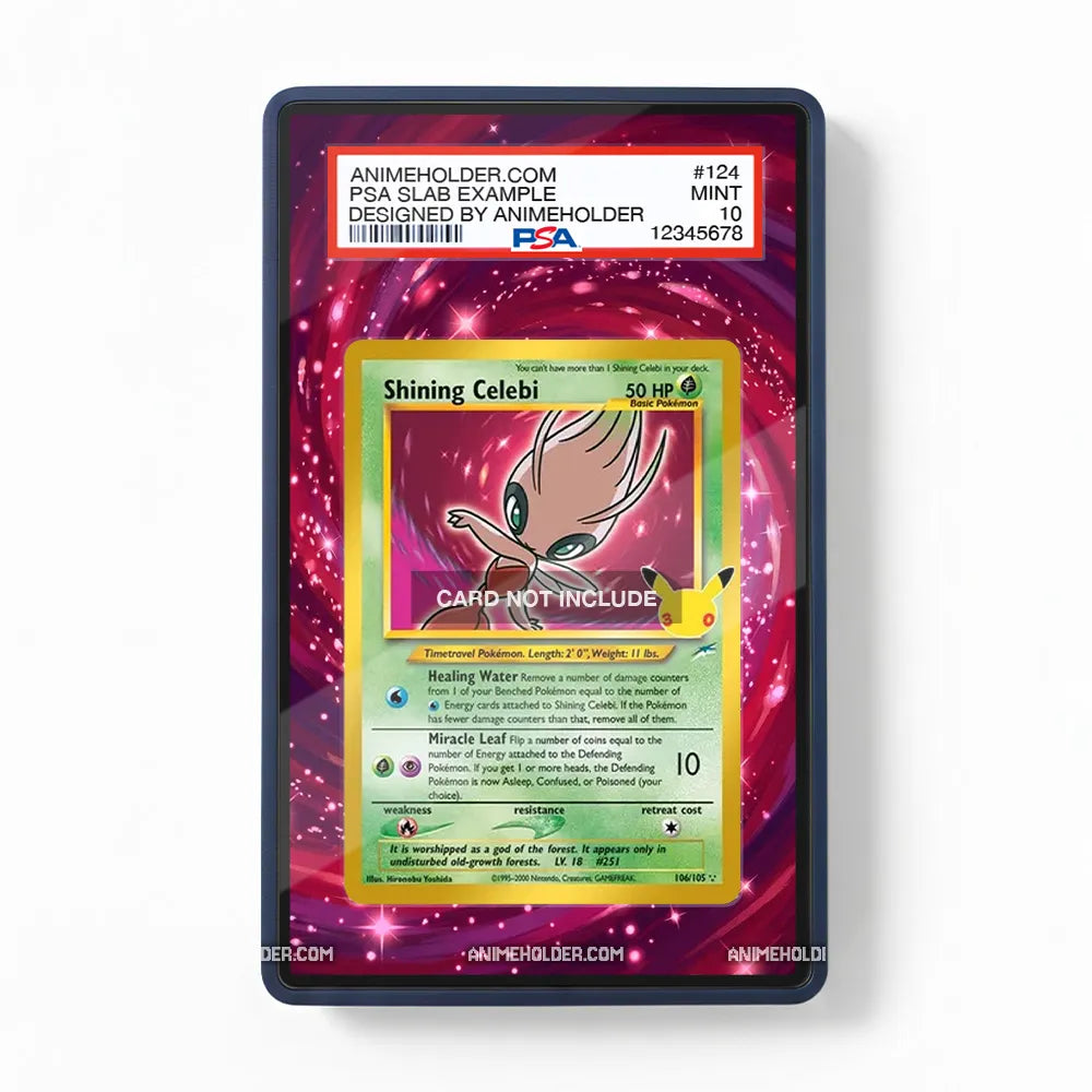 Shining Celebi 106-105 Neo Destiny 30th Anniversary Pokemon Cards Extended Art Display Cases - PSA Slab Case - Front View