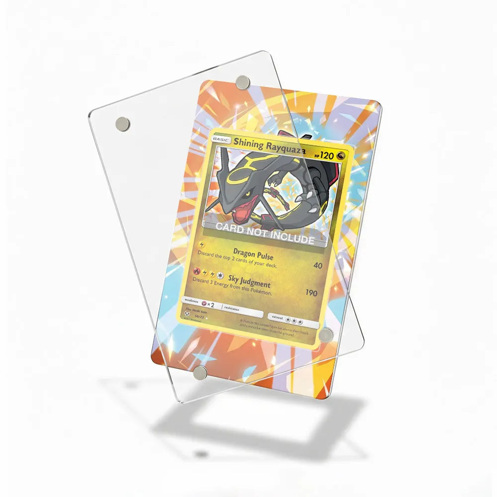 Shining Rayquaza 56-73 Shining Legends Pokemon Cards Custom Art Display Cases - Magnetic Case - Detail View