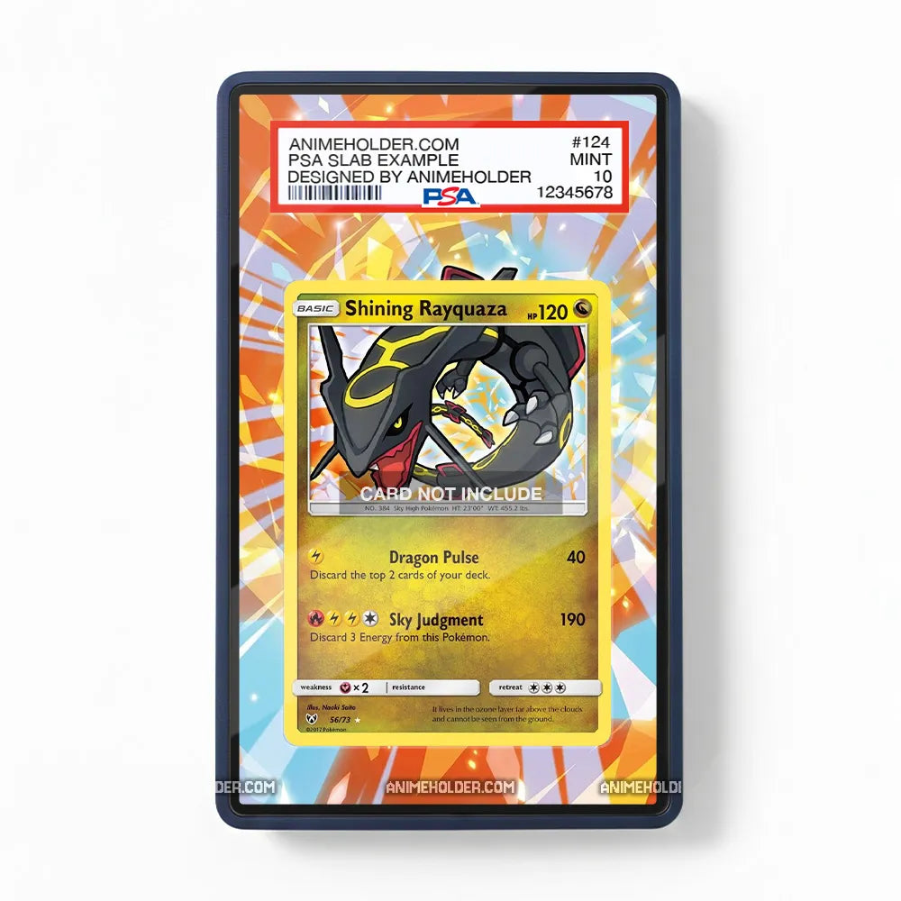 Shining Rayquaza 56-73 Shining Legends Pokemon Cards Custom Art Display Cases - PSA Slab Case - Front View