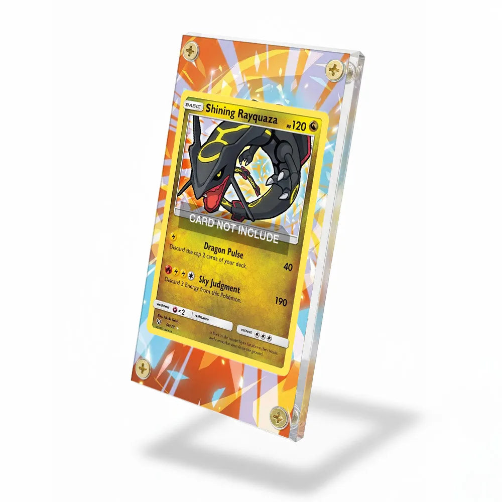Shining Rayquaza 56-73 Shining Legends Pokemon Cards Custom Art Display Cases - Screws Case - Side View