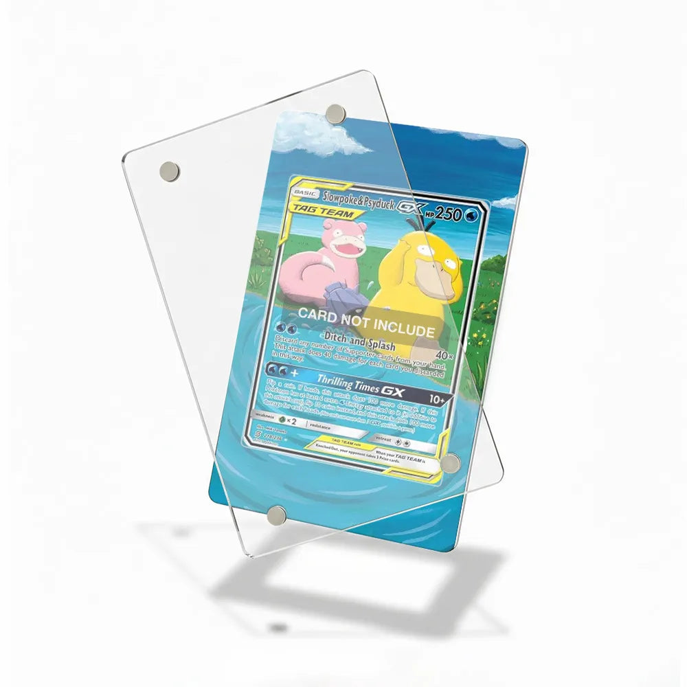 Slowpoke&Psyduck GX SWSH066 Tag Team Pokemon Cards Custom Art Display Cases - Magnetic Case - Detail View