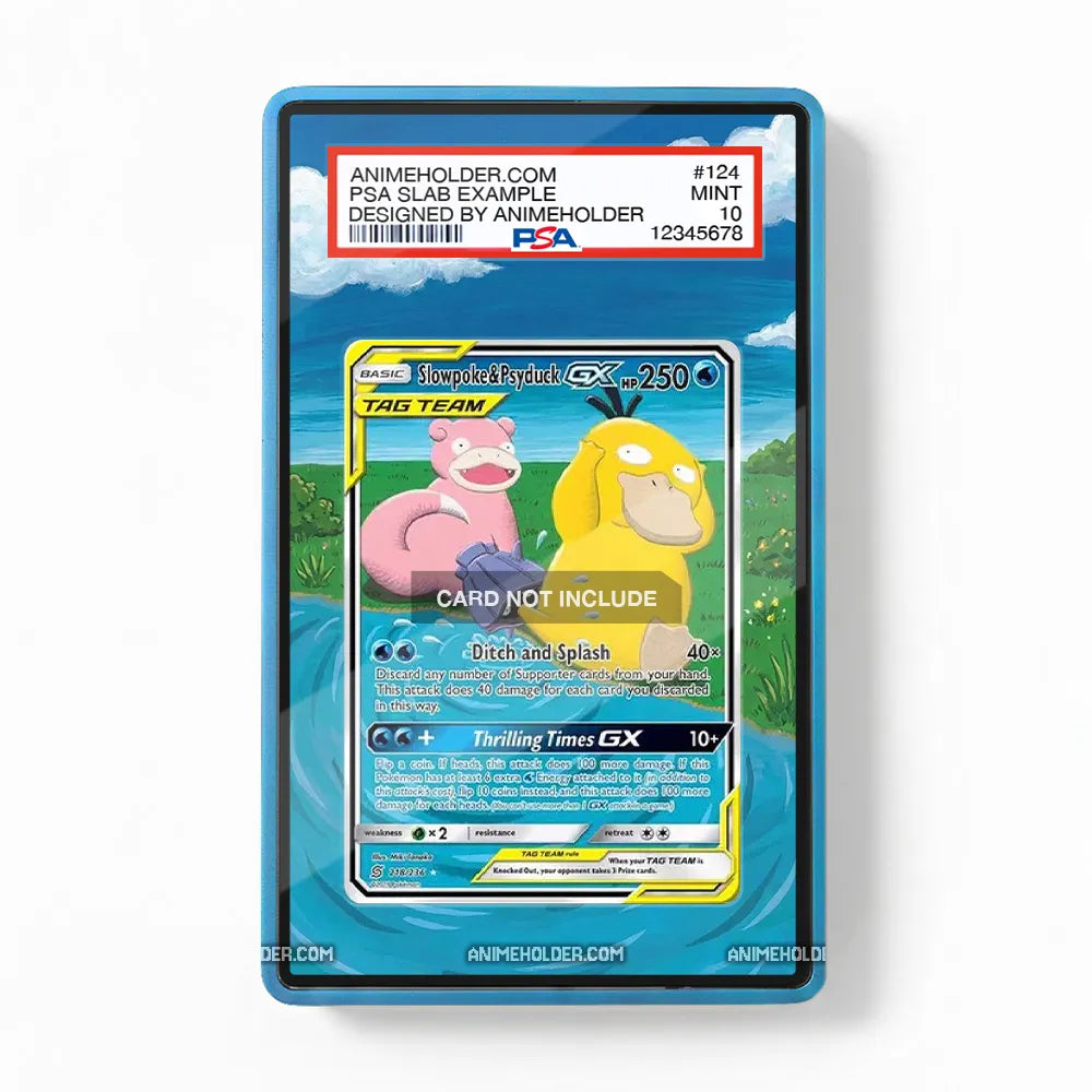 Slowpoke&Psyduck GX SWSH066 Tag Team Pokemon Cards Custom Art Display Cases - PSA Slab Case - Front View