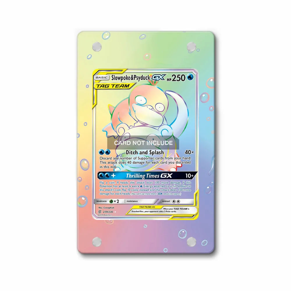 Slowpoke & Psyduck GX 239-236 Rainbow Rare Unified Minds Pokemon Cards Extended Art Display Cases - Magnetic Case - Front View