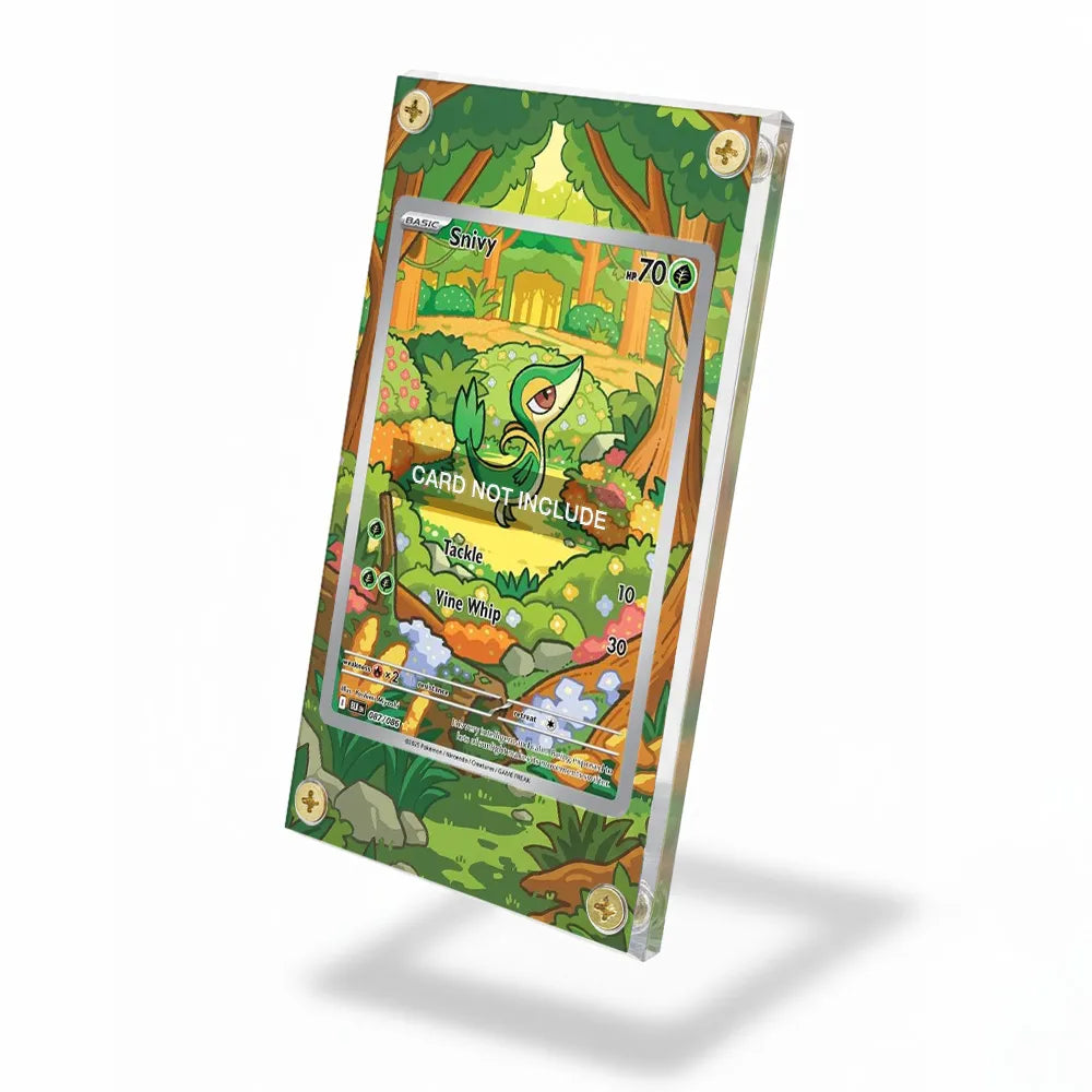 Snivy 087-086 Illustration Rare Pokemon Cards Custom Art Display Cases - Screws Case - Side View