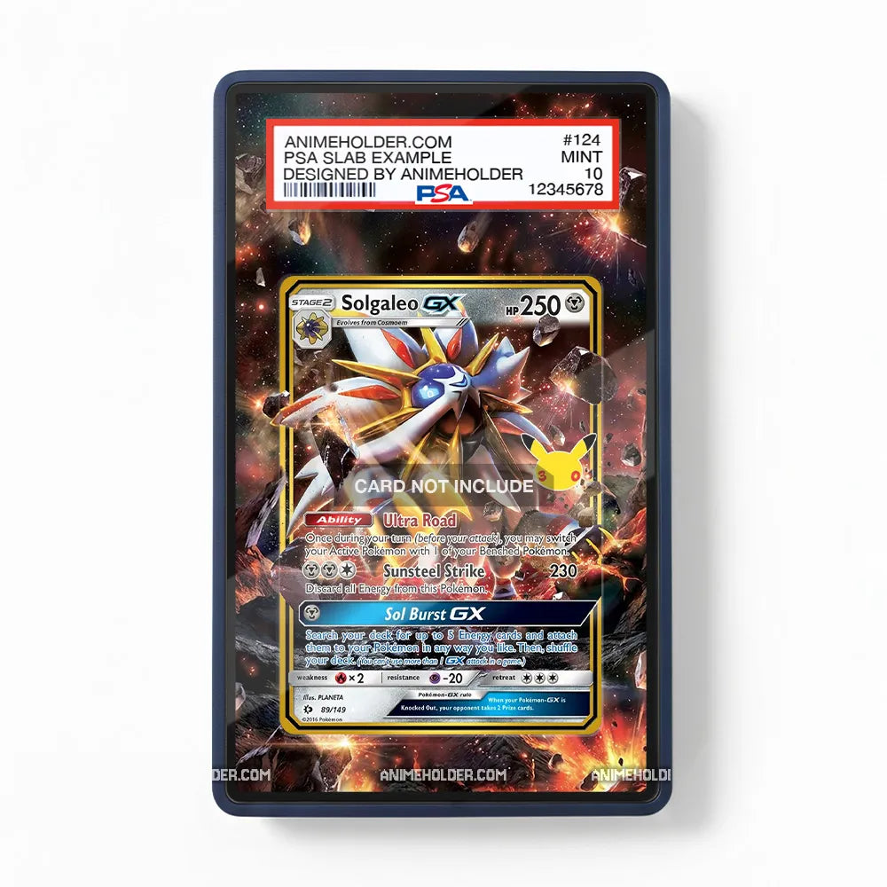 Solgaleo-GX 89-149 30th Anniversary Pokemon Cards Custom Art Display Cases - PSA Slab Case - Front View