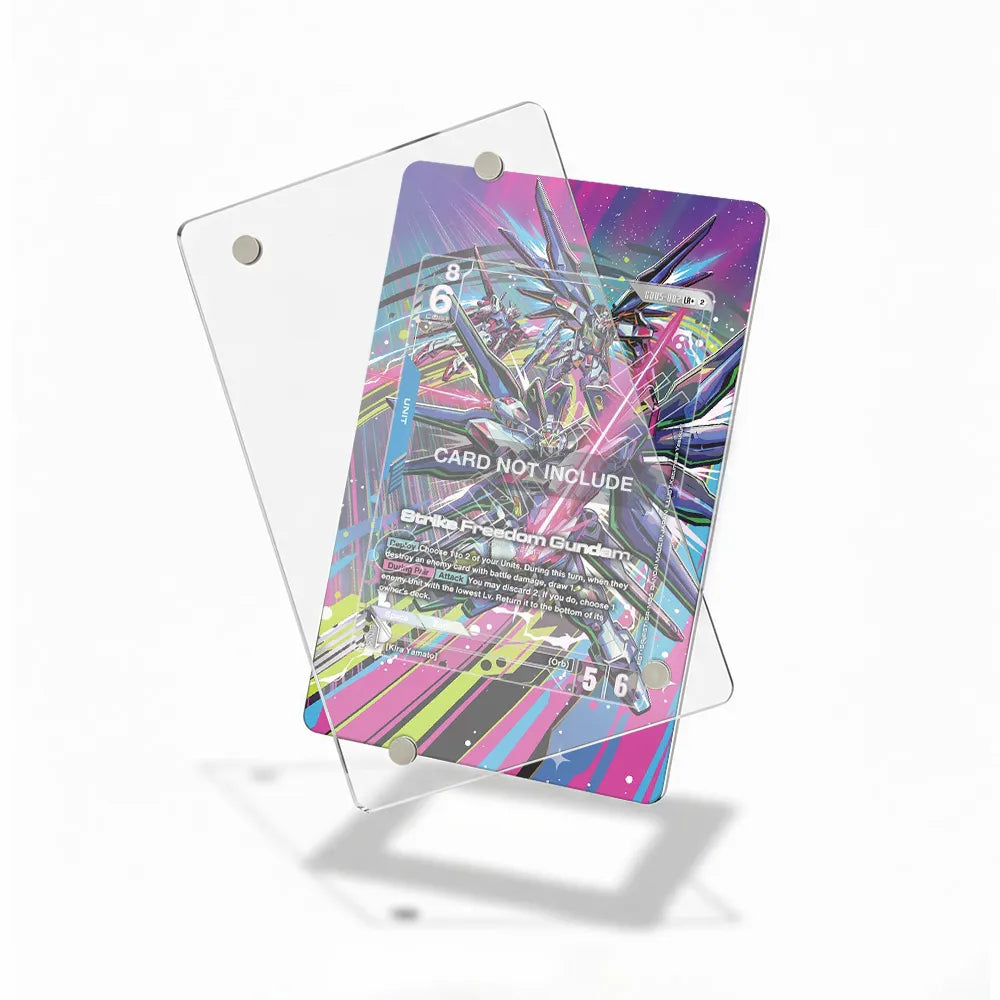 Strike Freedom Gundam G005-002 LR Pokemon Cards Custom Art Display Cases - Magnetic Case - Detail View