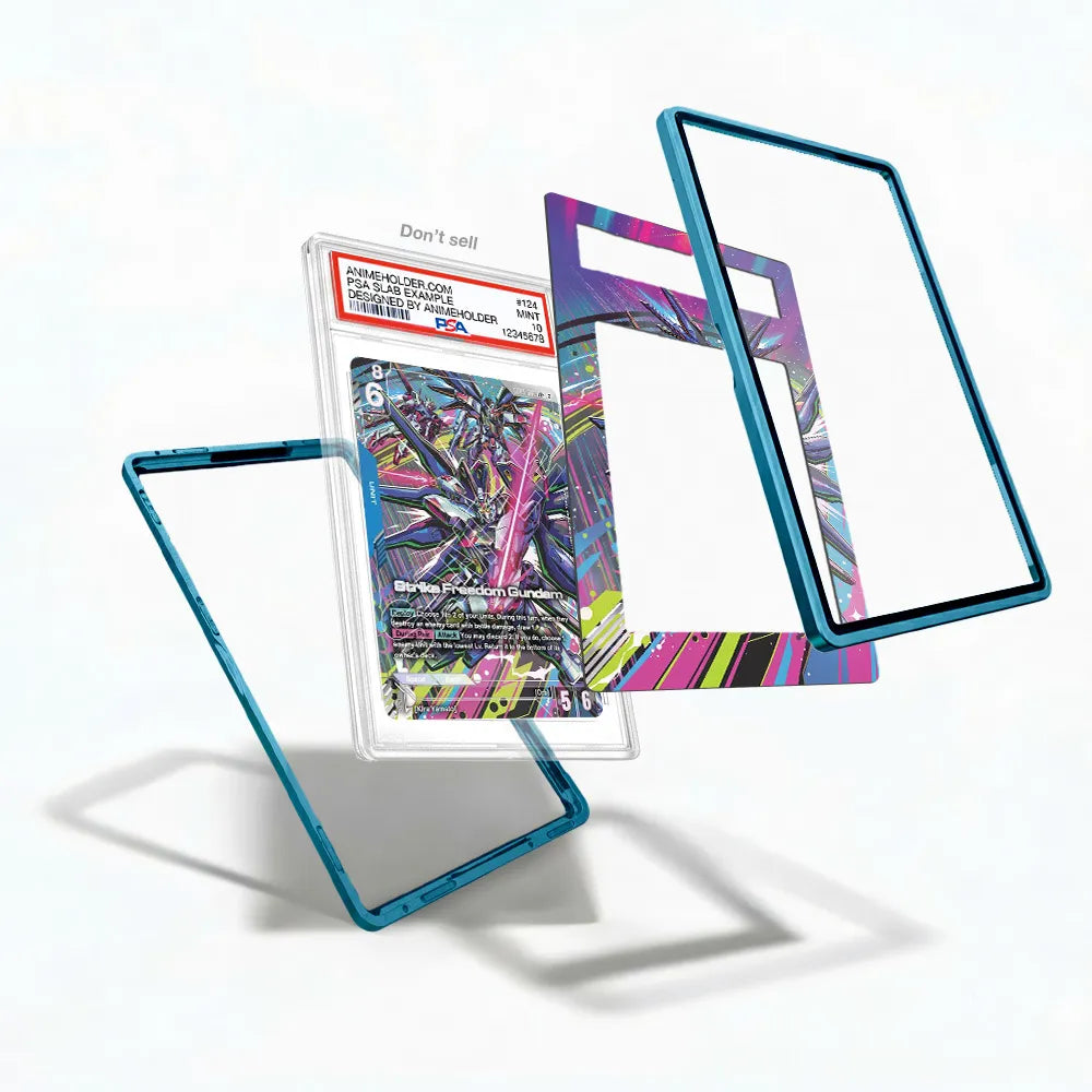 Strike Freedom Gundam G005-002 LR Pokemon Cards Custom Art Display Cases - PSA Slab Case - Detail View