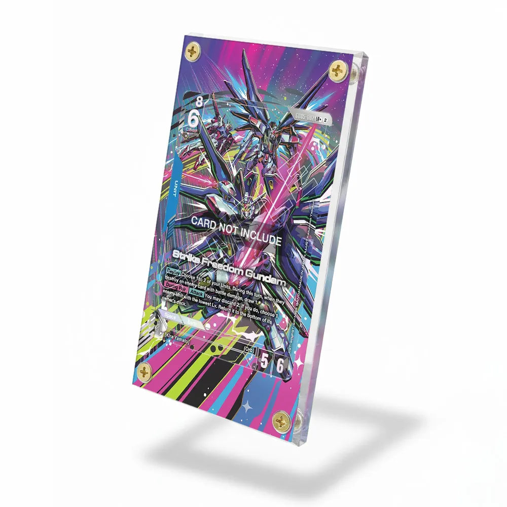 Strike Freedom Gundam G005-002 LR Pokemon Cards Custom Art Display Cases - Screws Case - Side View