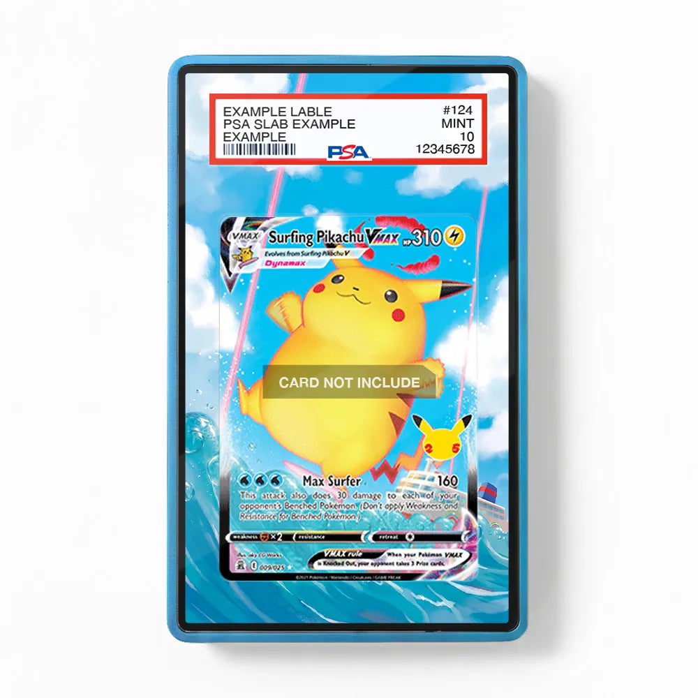 Surfing Pikachu VMAX 25th Anniversary Celebrations Extended Art Display Cases - PSA Slab Case - Front View