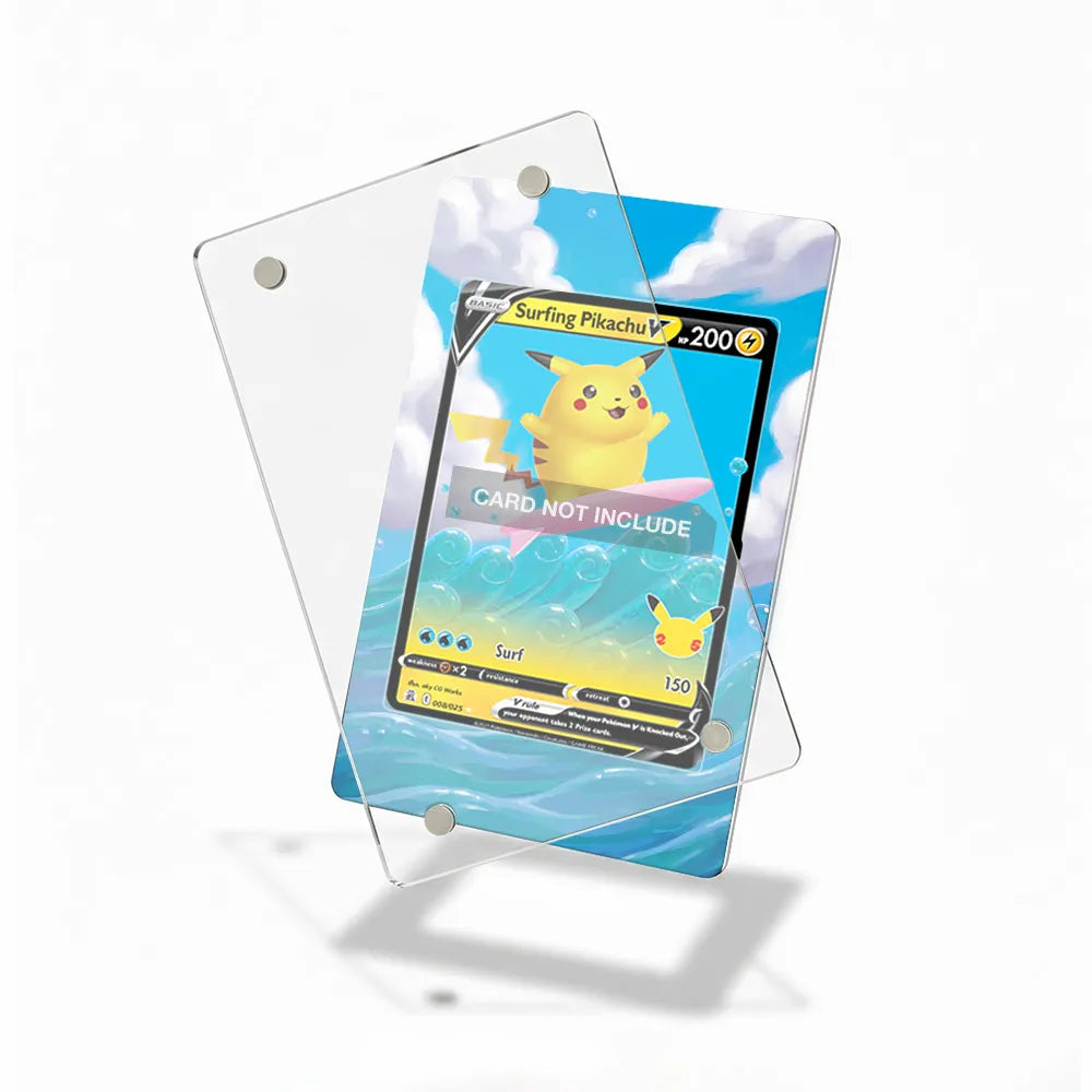 Surfing Pikachu V 008-025 25th Anniversary Celebrations Extended Art Display Cases - Magnetic Case - Detail View