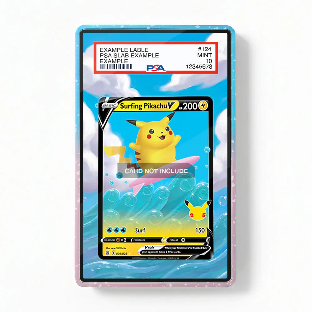 Surfing Pikachu V 008-025 25th Anniversary Celebrations Extended Art Display Cases - PSA Slab Case - Front View