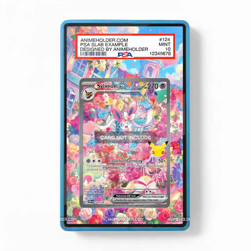 Sylveon ex 153-128 30th Anniversary Pokemon Cards Custom Art Display Cases - PSA Slab Case - Front View