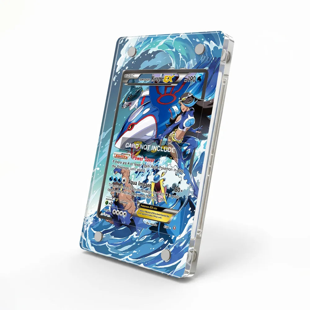 TEAM AQUA's Kyogre EX 6-34 EX Team Aqua vs Team Magma (Custom) Extended Art Display Cases - Magnetic Case - Side View
