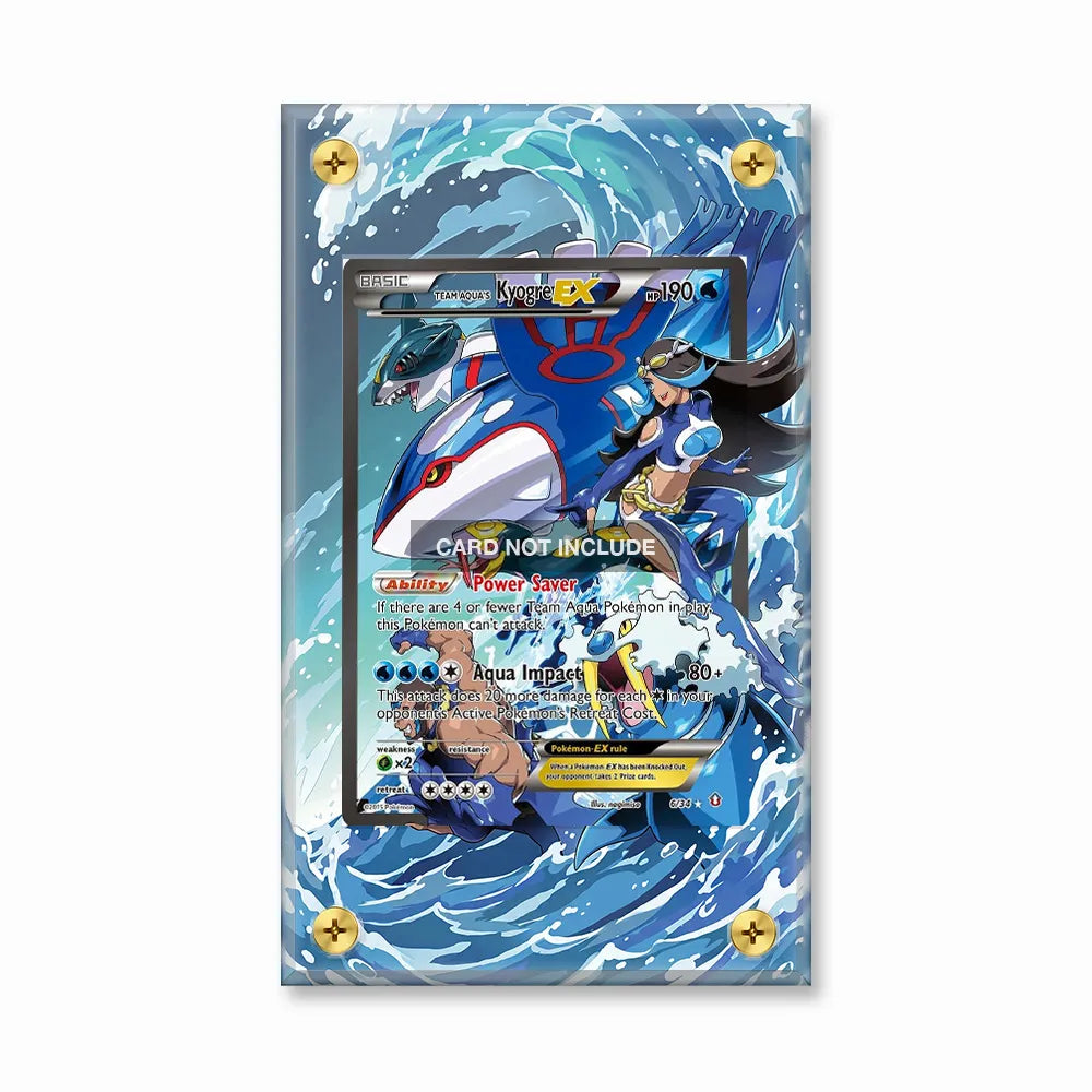 TEAM AQUA's Kyogre EX 6-34 EX Team Aqua vs Team Magma (Custom) Extended Art Display Cases - Screws Case - Front View