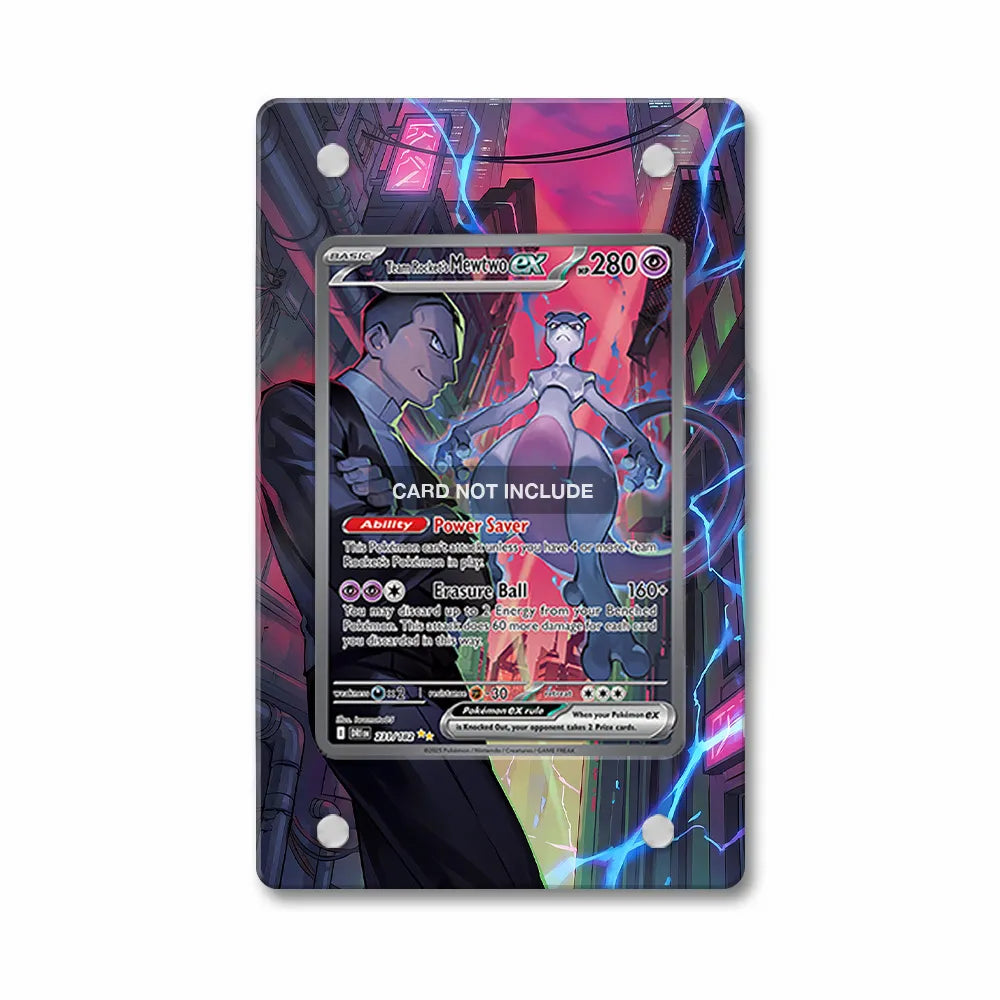 Team Rocket's Mewtwo ex 231-182 SIR SAR Destined Rivals Extended Art Display Cases - PSA Graded Guard Case - Front View