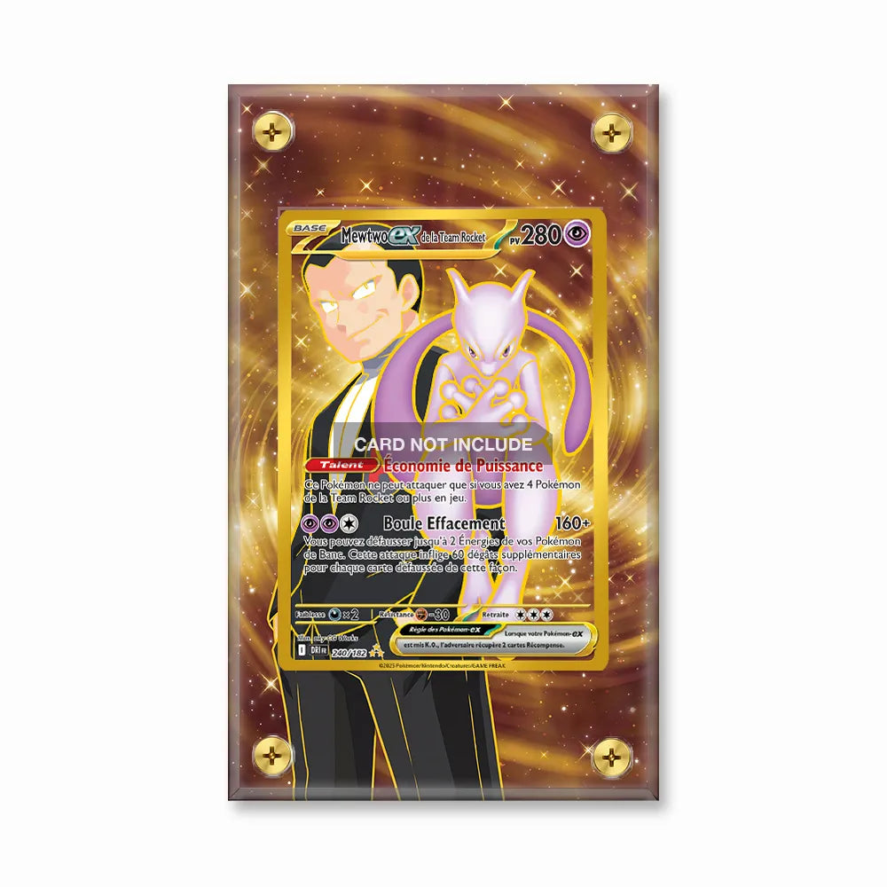 Team Rocket's Mewtwo ex 240-182 Destined Rivals Extended Art | PSA Graded Guard Display Case, Magnetic Display Case, Screws Display Case