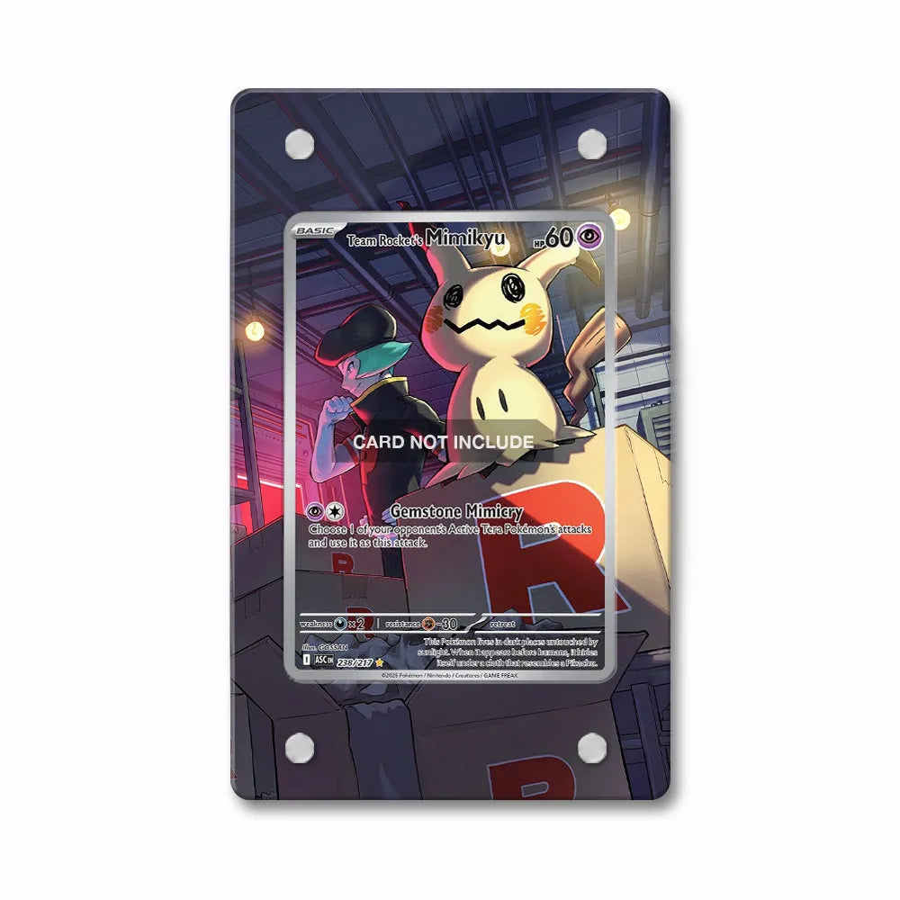 Team Rocket's Mimikyu 238-217 Illustration Rare ASC Extended Art Display Cases - Magnetic Case - Front View