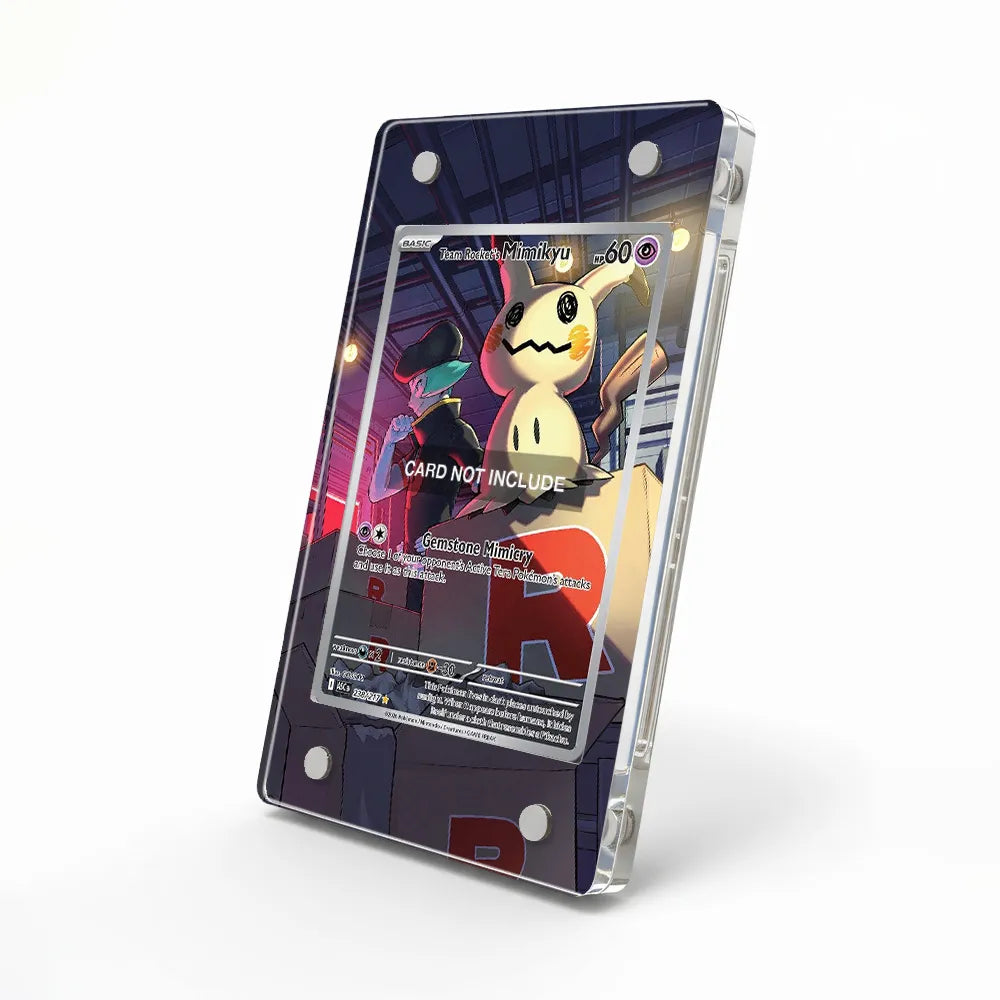 Team Rocket's Mimikyu 238-217 Illustration Rare ASC Extended Art Display Cases - Magnetic Case - Side View