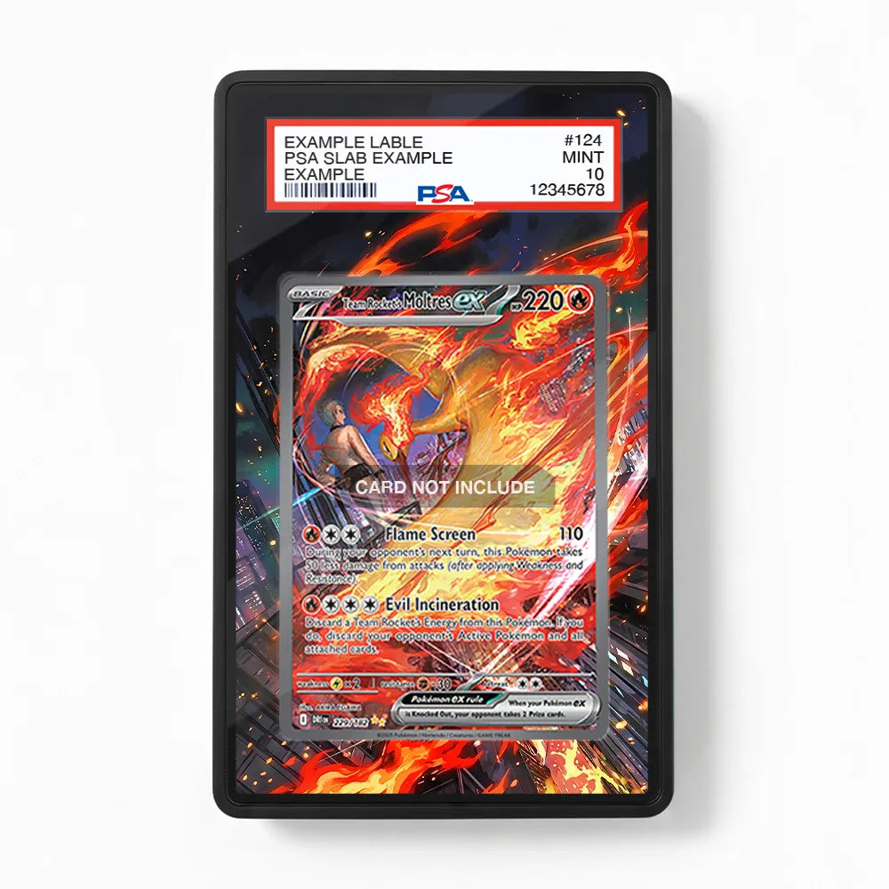 Team Rocket's Moltres ex 229-182 SIR SAR Destined Rivals Extended Art Display Cases - PSA Graded Guard Case - Front View