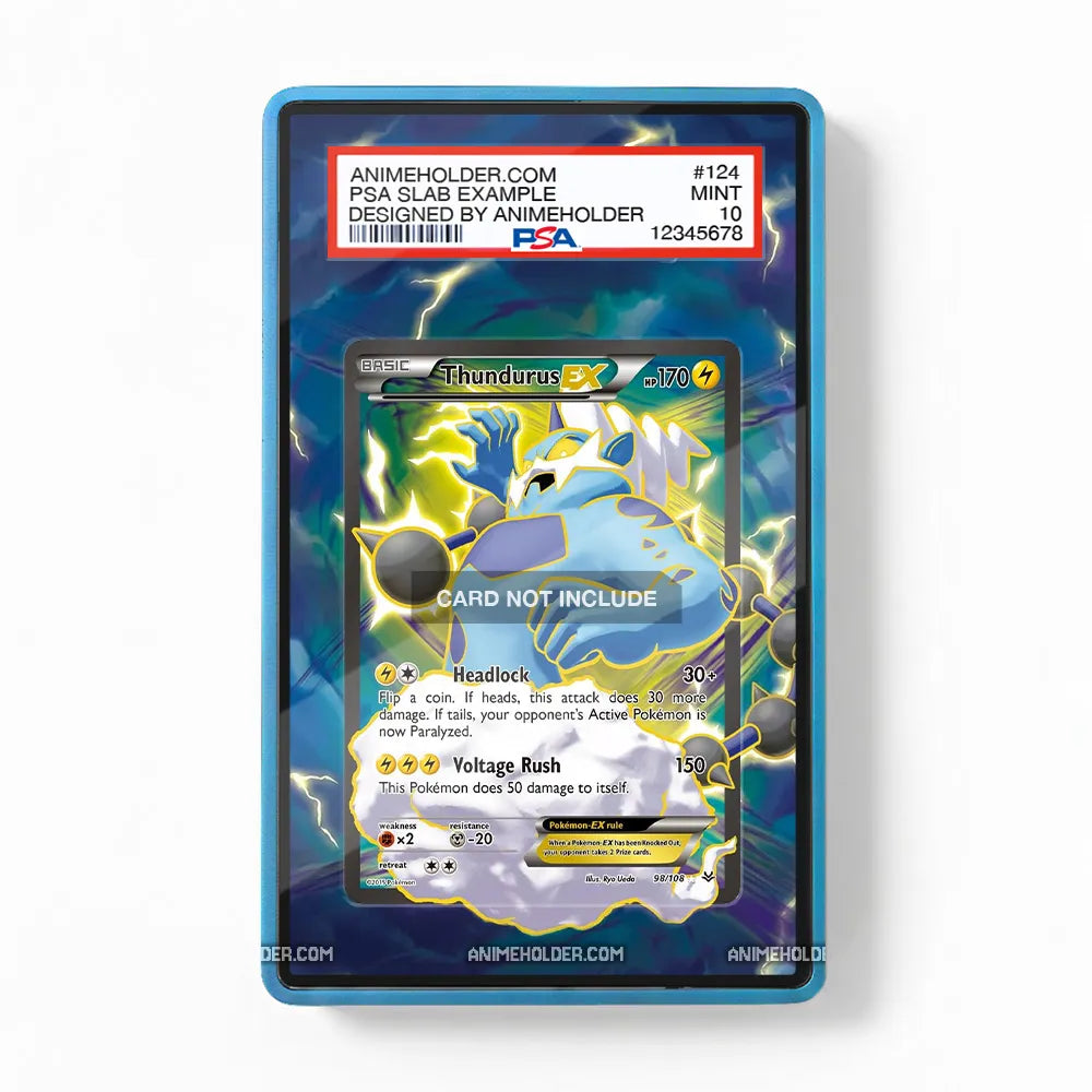 Thundurus EX 98-108 Ultra Rare Roaring Skies Pokemon Cards Custom Art Display Cases - PSA Slab Case - Front View