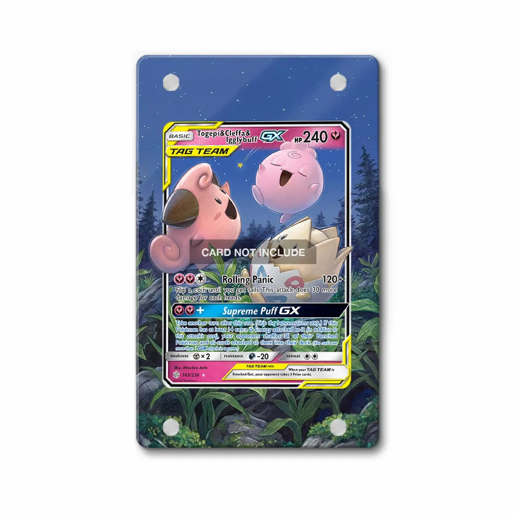 Togepi & Cleffa & Igglybuff GX 143-236 SM Cosmic Eclipse Pokemon Cards Extended Art Display Cases - Magnetic Case - Front View