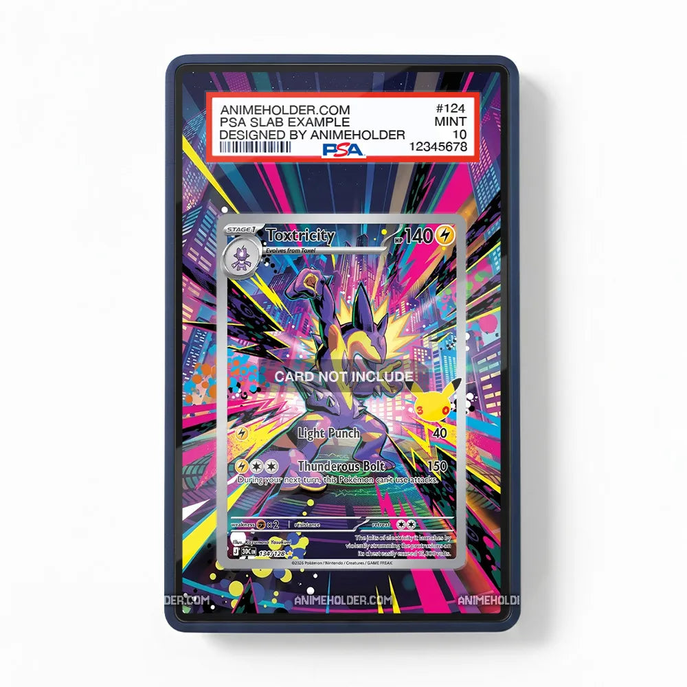 Toxtricity 134-128 30th Anniversary Pokemon Cards Custom Art Display Cases - PSA Slab Case - Front View