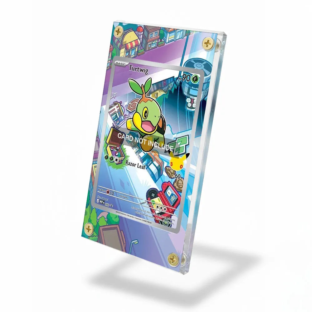 Turtwig 010-30th-P Promo 30th Anniversary Pokemon Cards Custom Art Display Cases - Screws Case - Side View