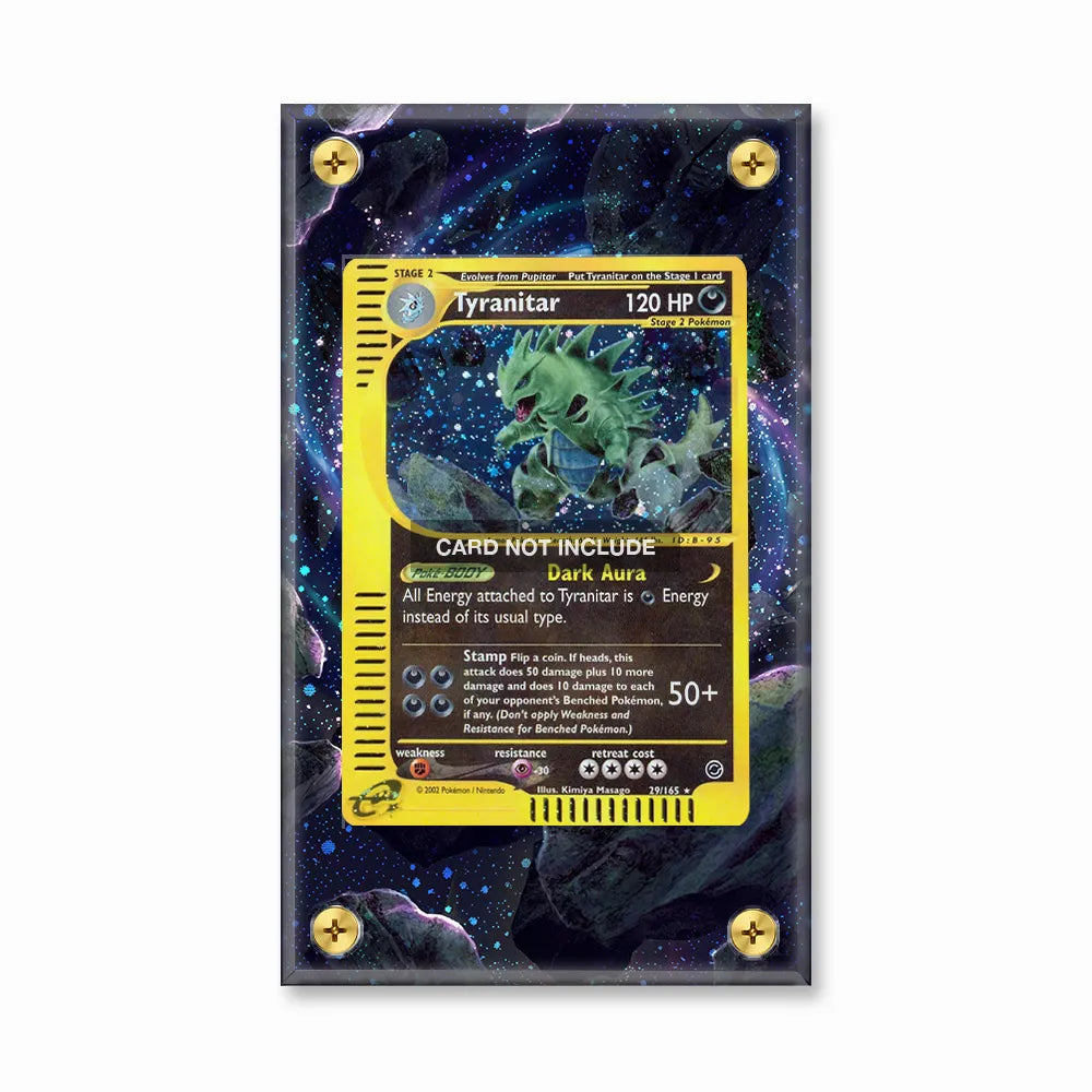 Tyranitar-Holo 127-128 Expedition-1st Edition Pokemon Cards Extended Art Display Cases - Screws Case - Front View