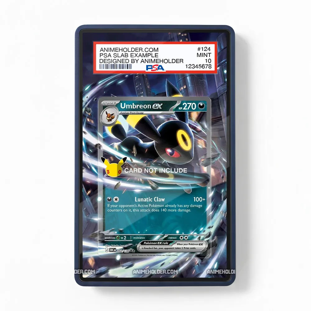 Umbreon ex 092-128 RR 30C 30th Anniversary Extended Art Display Cases - PSA Slab Case - Front View